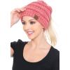 imageCC BeanieTail Soft Stretch Cable Knit Messy High Bun Ponytail Beanie HatDark Rose Mix