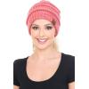 imageCC BeanieTail Soft Stretch Cable Knit Messy High Bun Ponytail Beanie HatDark Rose Mix