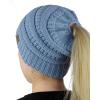 imageCC BeanieTail Soft Stretch Cable Knit Messy High Bun Ponytail Beanie HatDenim