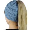 imageCC BeanieTail Soft Stretch Cable Knit Messy High Bun Ponytail Beanie HatDenim
