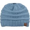 imageCC BeanieTail Soft Stretch Cable Knit Messy High Bun Ponytail Beanie HatDenim
