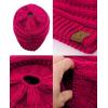 imageCC BeanieTail Soft Stretch Cable Knit Messy High Bun Ponytail Beanie HatHot Pink