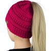 imageCC BeanieTail Soft Stretch Cable Knit Messy High Bun Ponytail Beanie HatHot Pink