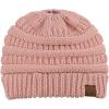 imageCC BeanieTail Soft Stretch Cable Knit Messy High Bun Ponytail Beanie HatIndi Pink