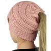 imageCC BeanieTail Soft Stretch Cable Knit Messy High Bun Ponytail Beanie HatIndi Pink
