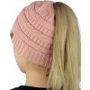 imageCC BeanieTail Soft Stretch Cable Knit Messy High Bun Ponytail Beanie HatIndi Pink