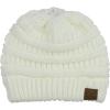 imageCC BeanieTail Soft Stretch Cable Knit Messy High Bun Ponytail Beanie HatIvory