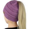 imageCC BeanieTail Soft Stretch Cable Knit Messy High Bun Ponytail Beanie HatLavender