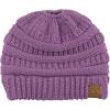 imageCC BeanieTail Soft Stretch Cable Knit Messy High Bun Ponytail Beanie HatLavender
