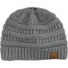 imageCC BeanieTail Soft Stretch Cable Knit Messy High Bun Ponytail Beanie HatLight Melange Gray