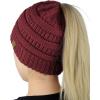 imageCC BeanieTail Soft Stretch Cable Knit Messy High Bun Ponytail Beanie HatMaroon