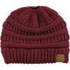 imageCC BeanieTail Soft Stretch Cable Knit Messy High Bun Ponytail Beanie HatMaroon