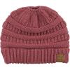 imageCC BeanieTail Soft Stretch Cable Knit Messy High Bun Ponytail Beanie HatMauve