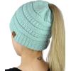 imageCC BeanieTail Soft Stretch Cable Knit Messy High Bun Ponytail Beanie HatMint