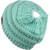 imageCC BeanieTail Soft Stretch Cable Knit Messy High Bun Ponytail Beanie HatMint Metallic