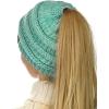 imageCC BeanieTail Soft Stretch Cable Knit Messy High Bun Ponytail Beanie HatMint Metallic
