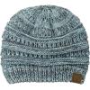 imageCC BeanieTail Soft Stretch Cable Knit Messy High Bun Ponytail Beanie HatMint Mix
