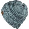 imageCC BeanieTail Soft Stretch Cable Knit Messy High Bun Ponytail Beanie HatMint Mix