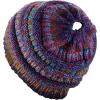 imageCC BeanieTail Soft Stretch Cable Knit Messy High Bun Ponytail Beanie HatMustard Tribal Blend