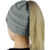 imageCC BeanieTail Soft Stretch Cable Knit Messy High Bun Ponytail Beanie HatNatural Gray