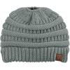 imageCC BeanieTail Soft Stretch Cable Knit Messy High Bun Ponytail Beanie HatNatural Gray
