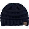 imageCC BeanieTail Soft Stretch Cable Knit Messy High Bun Ponytail Beanie HatNavy