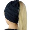 imageCC BeanieTail Soft Stretch Cable Knit Messy High Bun Ponytail Beanie HatNavy