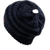 imageCC BeanieTail Soft Stretch Cable Knit Messy High Bun Ponytail Beanie HatNavy Metallic