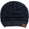 imageCC BeanieTail Soft Stretch Cable Knit Messy High Bun Ponytail Beanie HatNavy Metallic