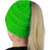 imageCC BeanieTail Soft Stretch Cable Knit Messy High Bun Ponytail Beanie HatNeon Lime