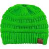 imageCC BeanieTail Soft Stretch Cable Knit Messy High Bun Ponytail Beanie HatNeon Lime