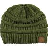 imageCC BeanieTail Soft Stretch Cable Knit Messy High Bun Ponytail Beanie HatOlive