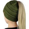 imageCC BeanieTail Soft Stretch Cable Knit Messy High Bun Ponytail Beanie HatOlive