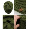 imageCC BeanieTail Soft Stretch Cable Knit Messy High Bun Ponytail Beanie HatOlive