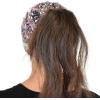imageCC BeanieTail Soft Stretch Cable Knit Messy High Bun Ponytail Beanie HatPopcorn Confetti Black
