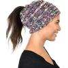 imageCC BeanieTail Soft Stretch Cable Knit Messy High Bun Ponytail Beanie HatPopcorn Confetti Black
