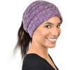 imageCC BeanieTail Soft Stretch Cable Knit Messy High Bun Ponytail Beanie HatPopcorn Confetti Rose