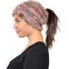 imageCC BeanieTail Soft Stretch Cable Knit Messy High Bun Ponytail Beanie HatPopcorn Confetti Violet