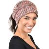 imageCC BeanieTail Soft Stretch Cable Knit Messy High Bun Ponytail Beanie HatPopcorn Confetti Violet