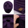 imageCC BeanieTail Soft Stretch Cable Knit Messy High Bun Ponytail Beanie HatPurple