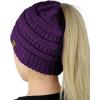 imageCC BeanieTail Soft Stretch Cable Knit Messy High Bun Ponytail Beanie HatPurple