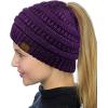 imageCC BeanieTail Soft Stretch Cable Knit Messy High Bun Ponytail Beanie HatPurple Metallic