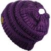imageCC BeanieTail Soft Stretch Cable Knit Messy High Bun Ponytail Beanie HatPurple Metallic