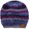 imageCC BeanieTail Soft Stretch Cable Knit Messy High Bun Ponytail Beanie HatPurple Tribal Blend