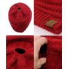 imageCC BeanieTail Soft Stretch Cable Knit Messy High Bun Ponytail Beanie HatRed