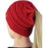 imageCC BeanieTail Soft Stretch Cable Knit Messy High Bun Ponytail Beanie HatRed