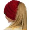 imageCC BeanieTail Soft Stretch Cable Knit Messy High Bun Ponytail Beanie HatRed Metallic