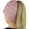 imageCC BeanieTail Soft Stretch Cable Knit Messy High Bun Ponytail Beanie HatRose