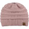 imageCC BeanieTail Soft Stretch Cable Knit Messy High Bun Ponytail Beanie HatRose