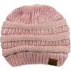 imageCC BeanieTail Soft Stretch Cable Knit Messy High Bun Ponytail Beanie HatRose Metallic